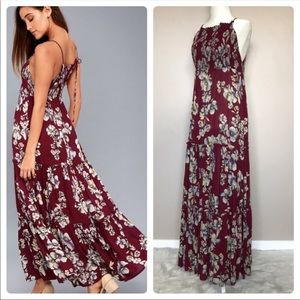 Intimately Free People Burgundy Floral Maxi